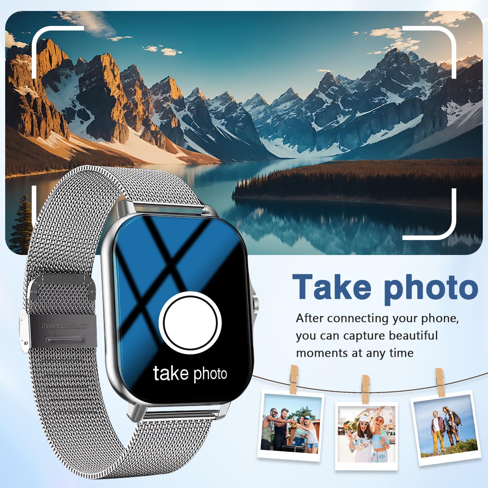 Smartwatch with Call Function - Wireless Call, Message Reminder, Pedometer & Calorie Tracking, Multiple Sports Modes, Weather Forecast, Wireless Connection, Comfortable, Unisex