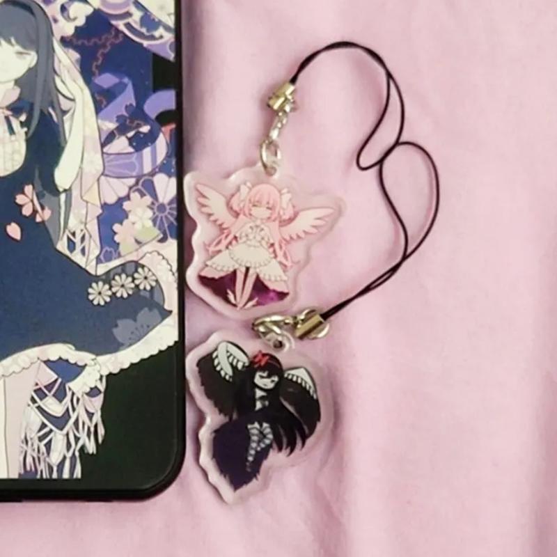 Anime Puella Magi Madoka Magica Kaname Madoka Akemi Homura Cosplay Keychain Acrylic Phone Strap Bag Backpack Keyring Decoration