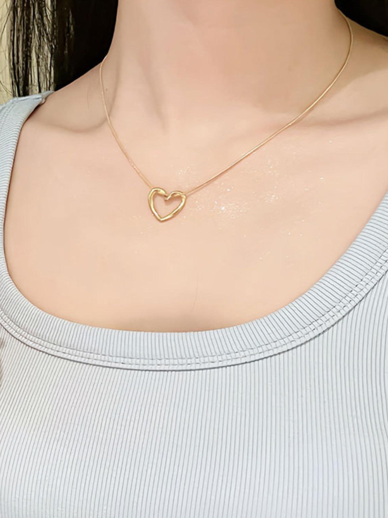 Elegant Hollow Heart Necklace for Women, Durable Titanium Steel Pendant Chain, Perfect Valentine's Day Gift, Versatile Daily Wear Jewelry