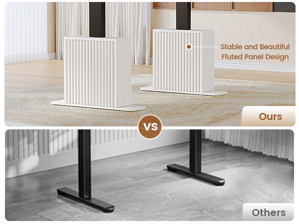 SEDETA 55 Inch Fluted Electric Standing Desk Ergonomic Height Adjustable Desk with Storage Power Outlets LED Lights