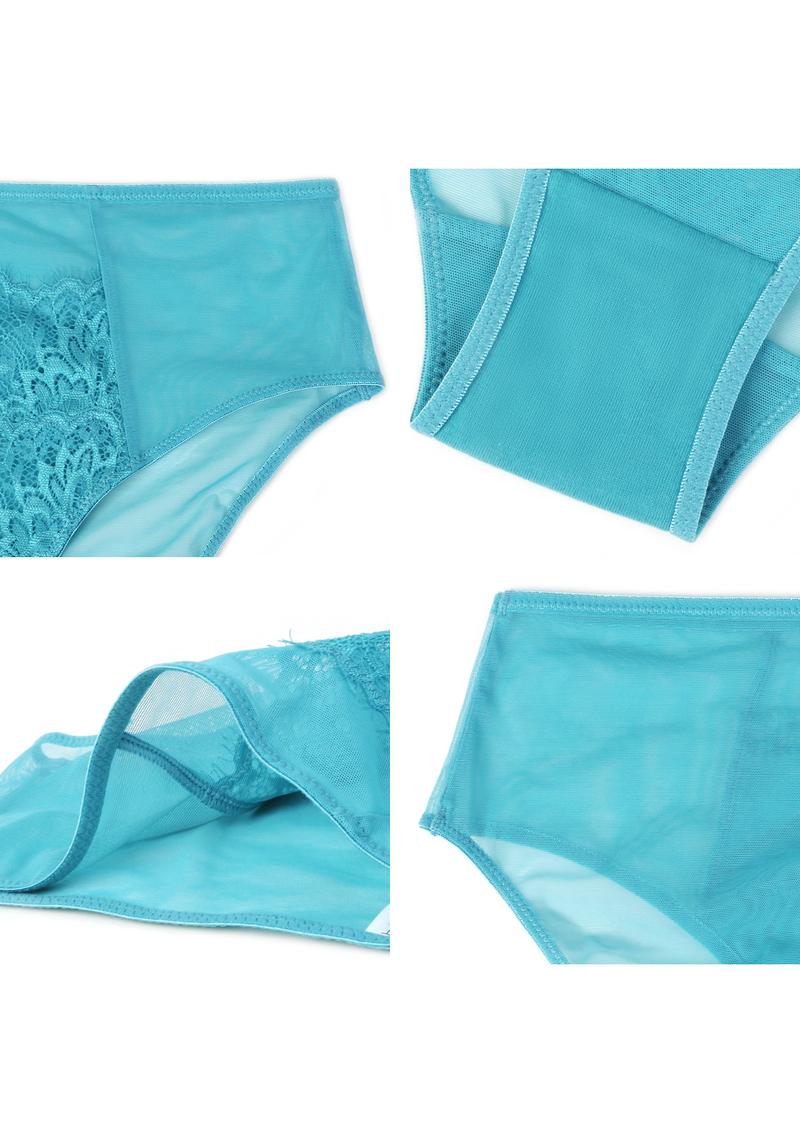 HSIA Sunflower Floral Lace Sheer Mesh Back Bikini Underwear High-Rise Brief Matching Panty