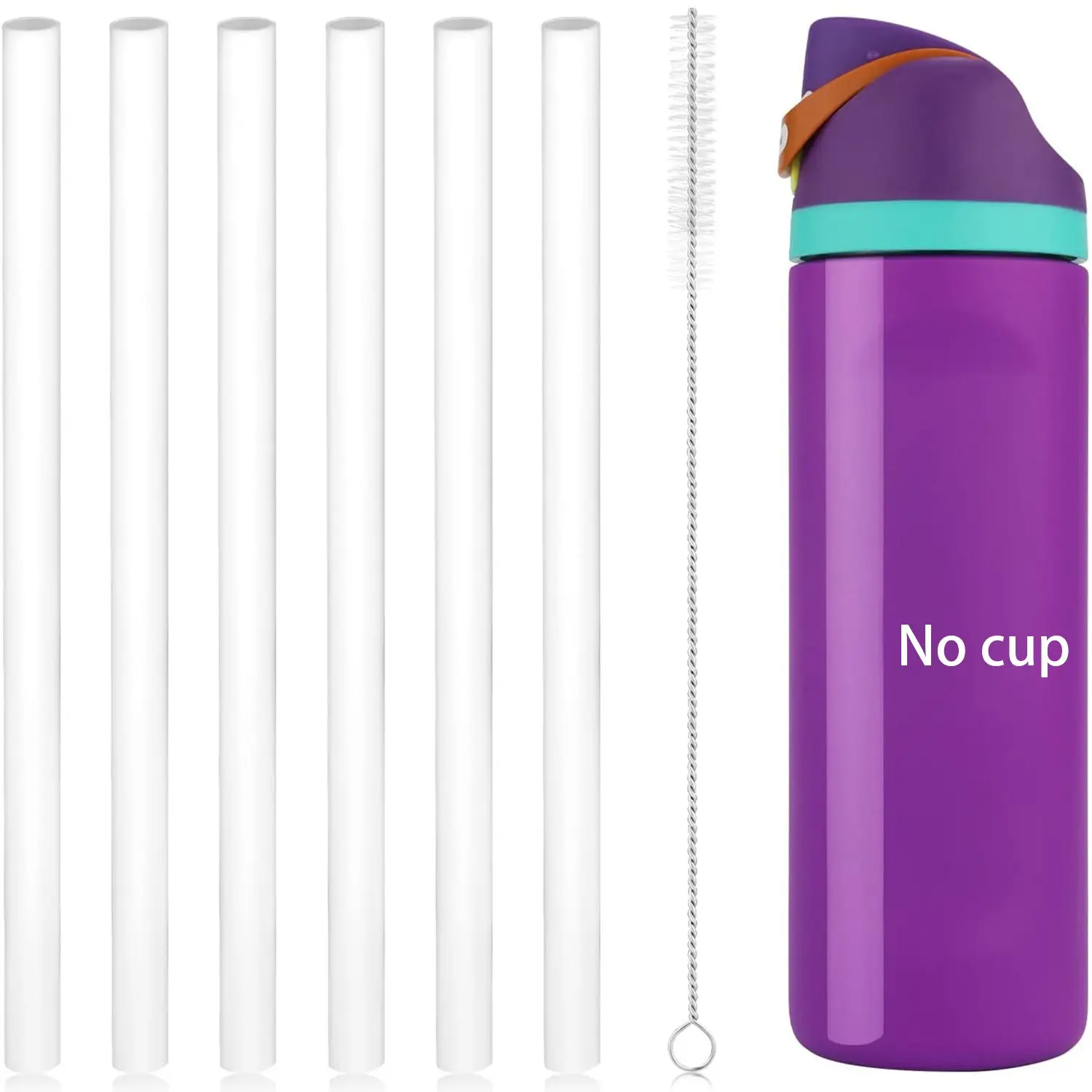 6Pcs Replacement Straws for Owala FreeSip 24 oz, 32 oz, Reusable Straws with Cleaning Brush for Owala Flip Insulated Stainless Steel Water Bottle 24oz 32oz, Tumbler Accessories Parts