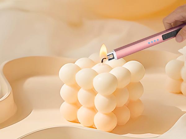 Electric Candle Lighter, Christmas Stocking Stuffers Gifts for Women Mom Men Wife Sister, USB Arc Rechargeable Windproof Long Lighter for Candle BBQ Housewarming Birthday Gifts Idals