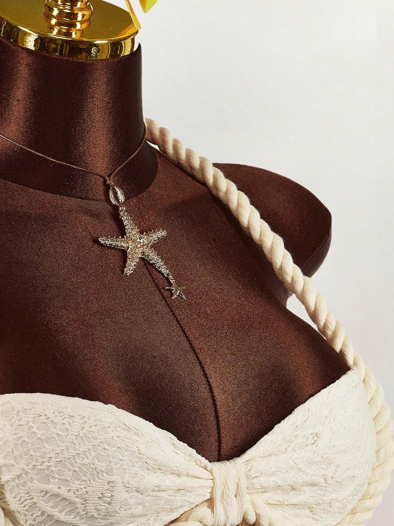 Women's Fashion Sexy Linen Halter Top and Skirt Set Outfit, Shell Trim Lace Up Neckline, Elegant Summer, Casual Wear, Womenswear