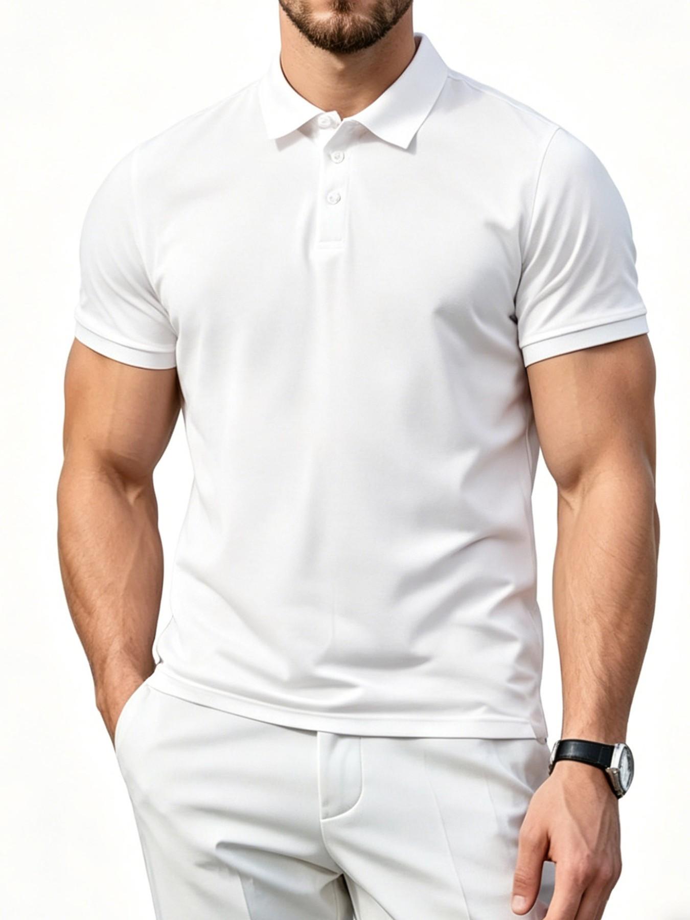 Unisex Short Sleeve T-Shirt, Solid Color Casual Polo Shirt, Breathable Quick Dry Workout Gear, Ideal for Sports, Running, Daily Wear