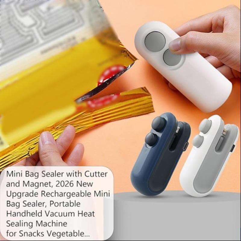 Mini Snack Bag Sealer Machine, Dual-Function USB Rechargeable Heating Sealer, Plastic Electric Heat Sealer, Portable Food Preserver