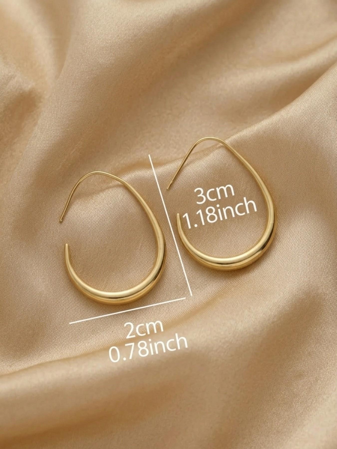 Lightweight Teardrop Hoop Earrings for Women, Large Oval Pull Through Hoops, High Polished Statement Jewelry Gift