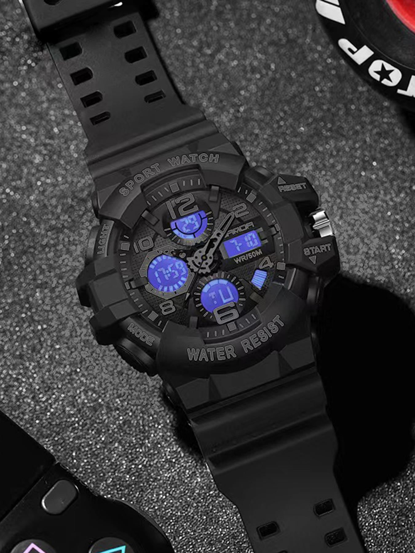 Men's Sporty Digital Watch, Fashionable Glow in the Dark Multi-function Electronic Watch for Men, 2024 New Trendy All-match & Exquisite Watch for Birthday Gift for Boyfriend with Box