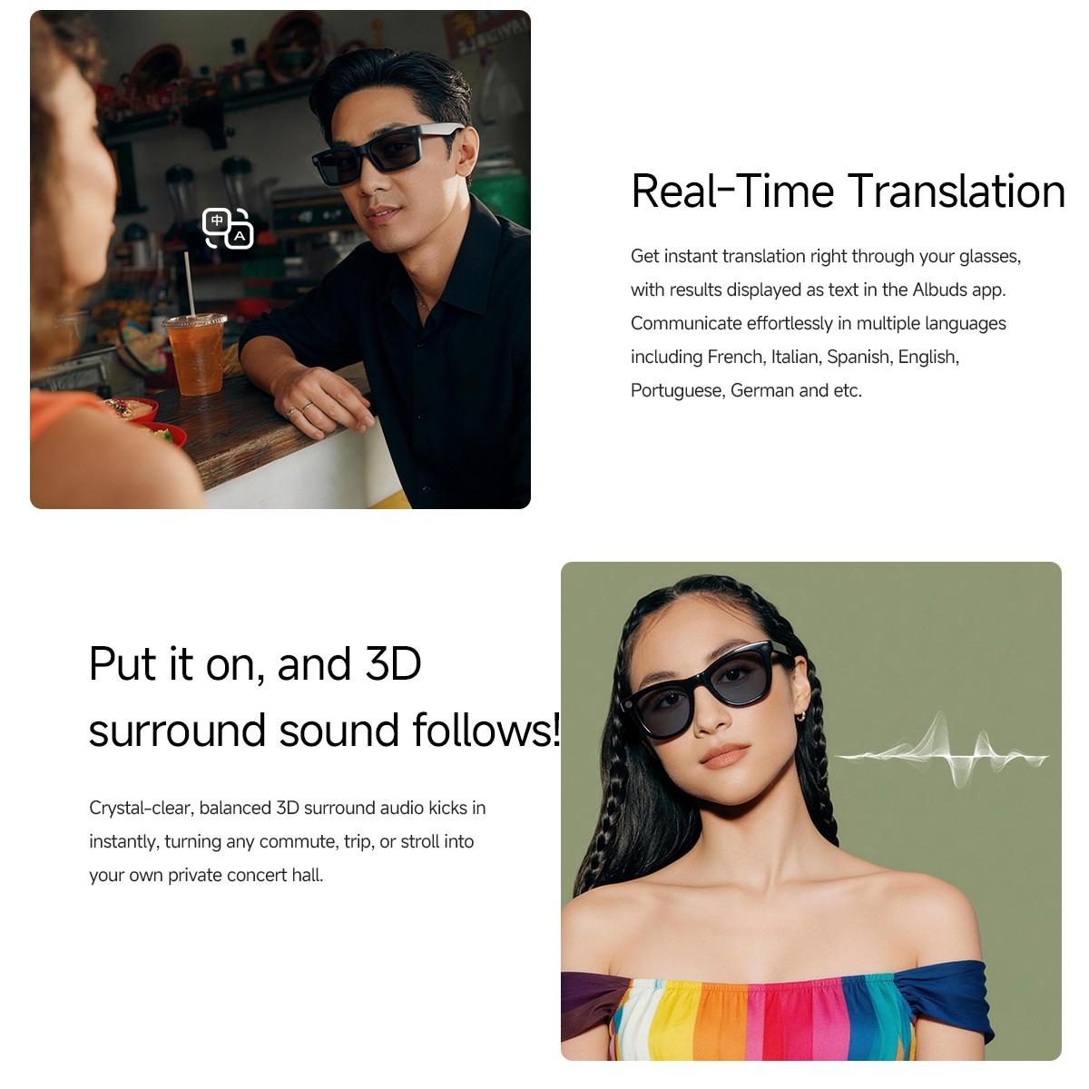 Modern Wearable Smart Glasses Camera, 2026 New Multi-Function Audio Sunglasses, HD Photos Videos, Ai Translator, Bluetooth-compatible Call Music, Touch Control, Charging Case
