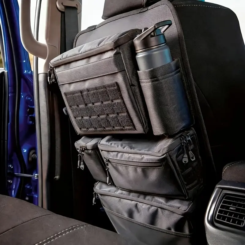 Multi-scenario luggage organizer and storage bag, tactical storage bag for car back seat, designed specifically for storing fishing equipment and cables. Hanging back seat bag, multi-functional for outdoor use