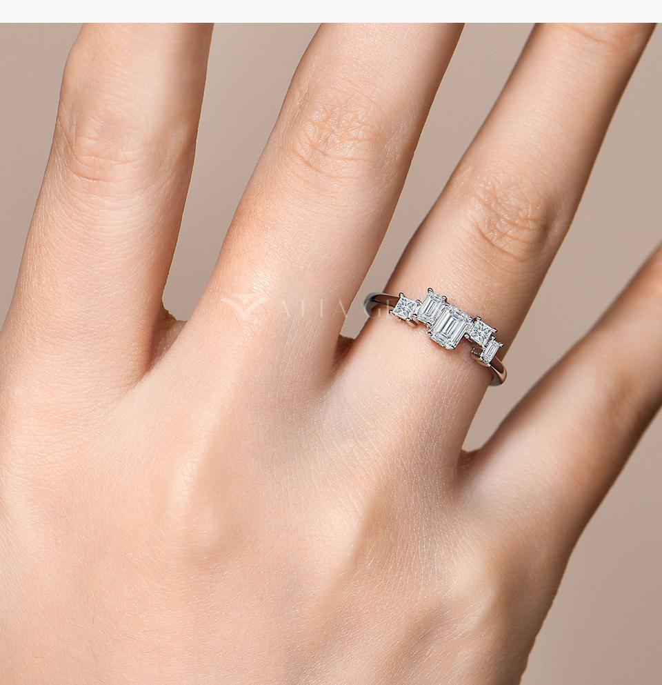 5*4mm Synthetic Moissanite Ring Simple Daily Wear Birthday Present Fine Jewelry R167