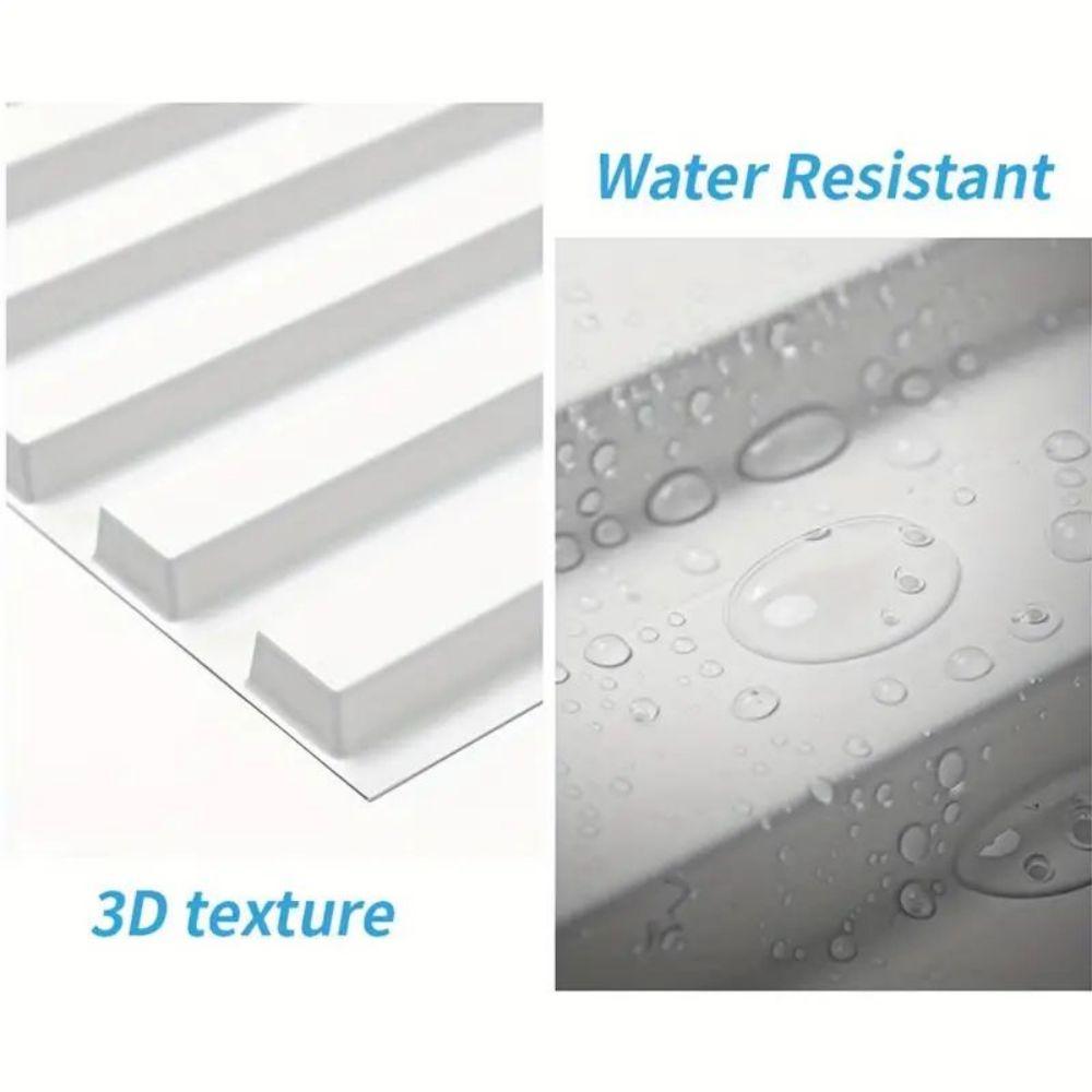 FLOLEOPA 3D Wall Panel Fluted Stripe Design PVC Waterproof Fireproof 11.8x11.8 Inches Decorative Modern Home Interior Vinyl Black for Living Room Bedroom Kitchen Dining Room Backdrop