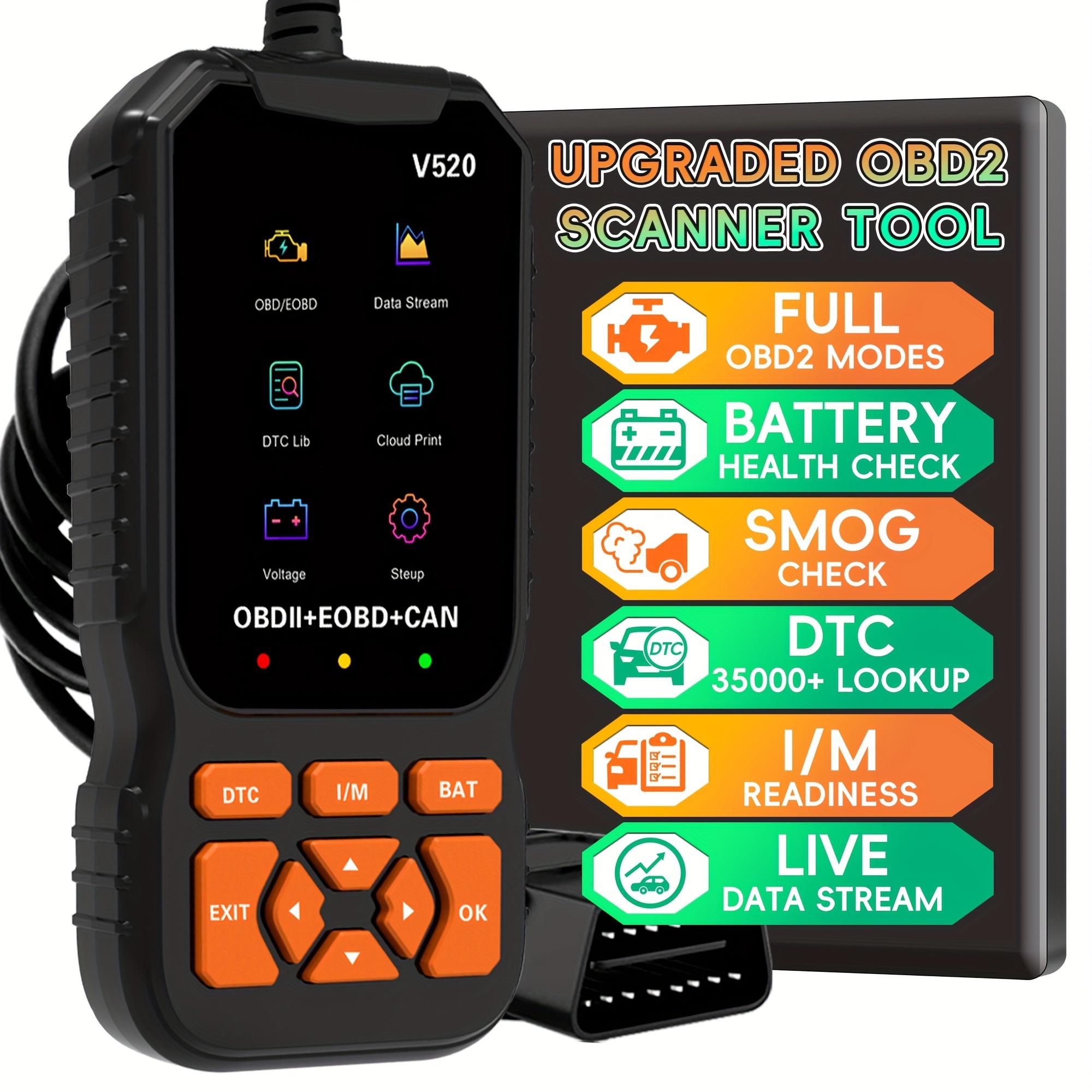 V520 Professional Car Scanner Fixed Obd2 Diagnostic Scan Tool, USB Powered Engine Fault Detector, Code Reader, Battery Tester, Supports 10 Languages