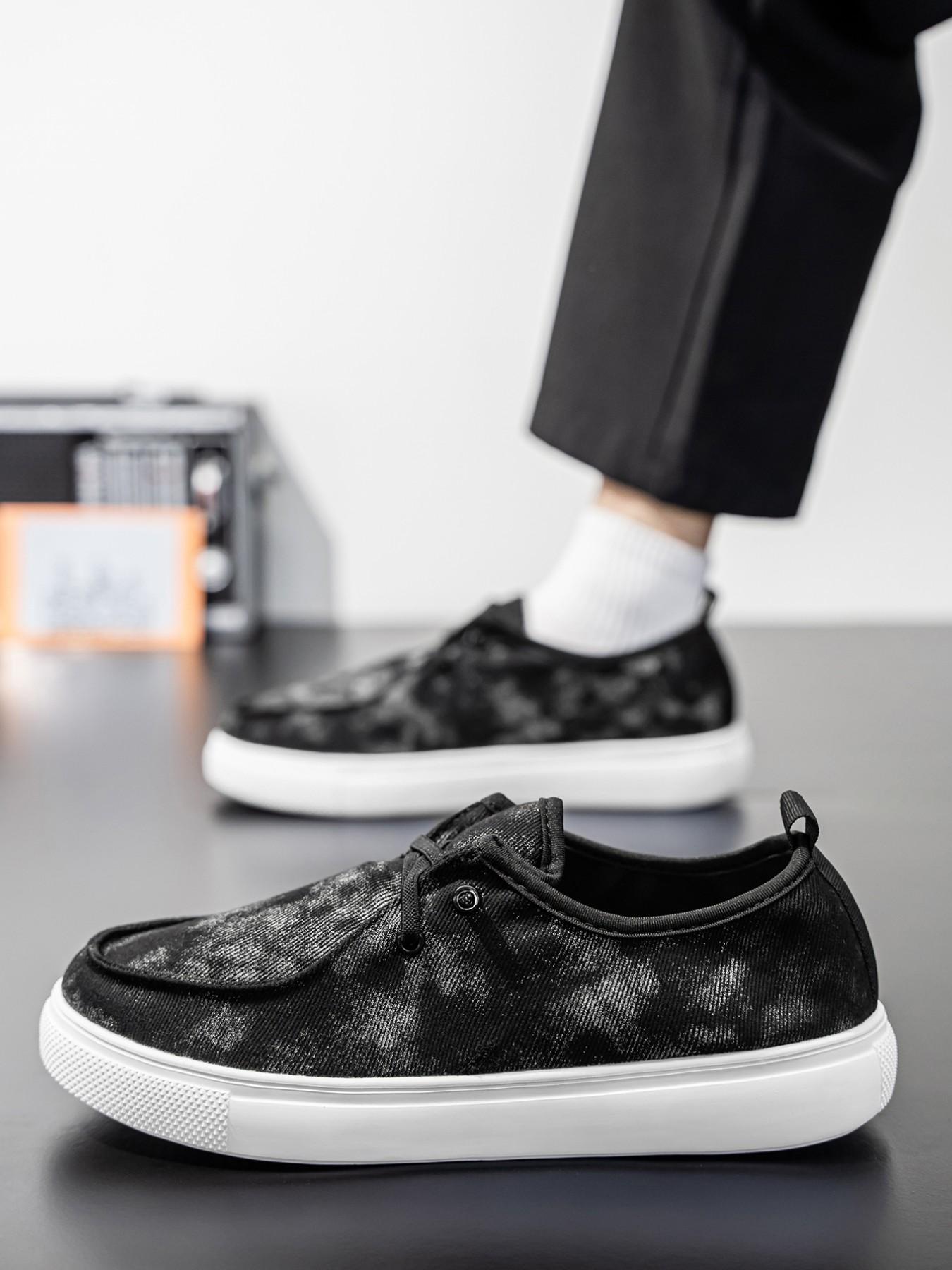 Washed Vintage Style Slip-On Canvas Shoes, Comfortable Breathable Thick Sole Men's Sneakers, Retro Streetwear Casual Footwear for Students