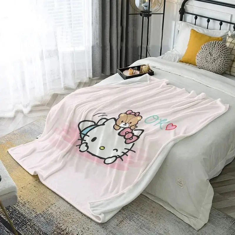 Sanrio Hello Kitty blanket - A soft and comfortable plush blanket made of flannel, machine washable, perfect for the bedroom as, Perfect Present Choice for Men Women Kids Daily‑use