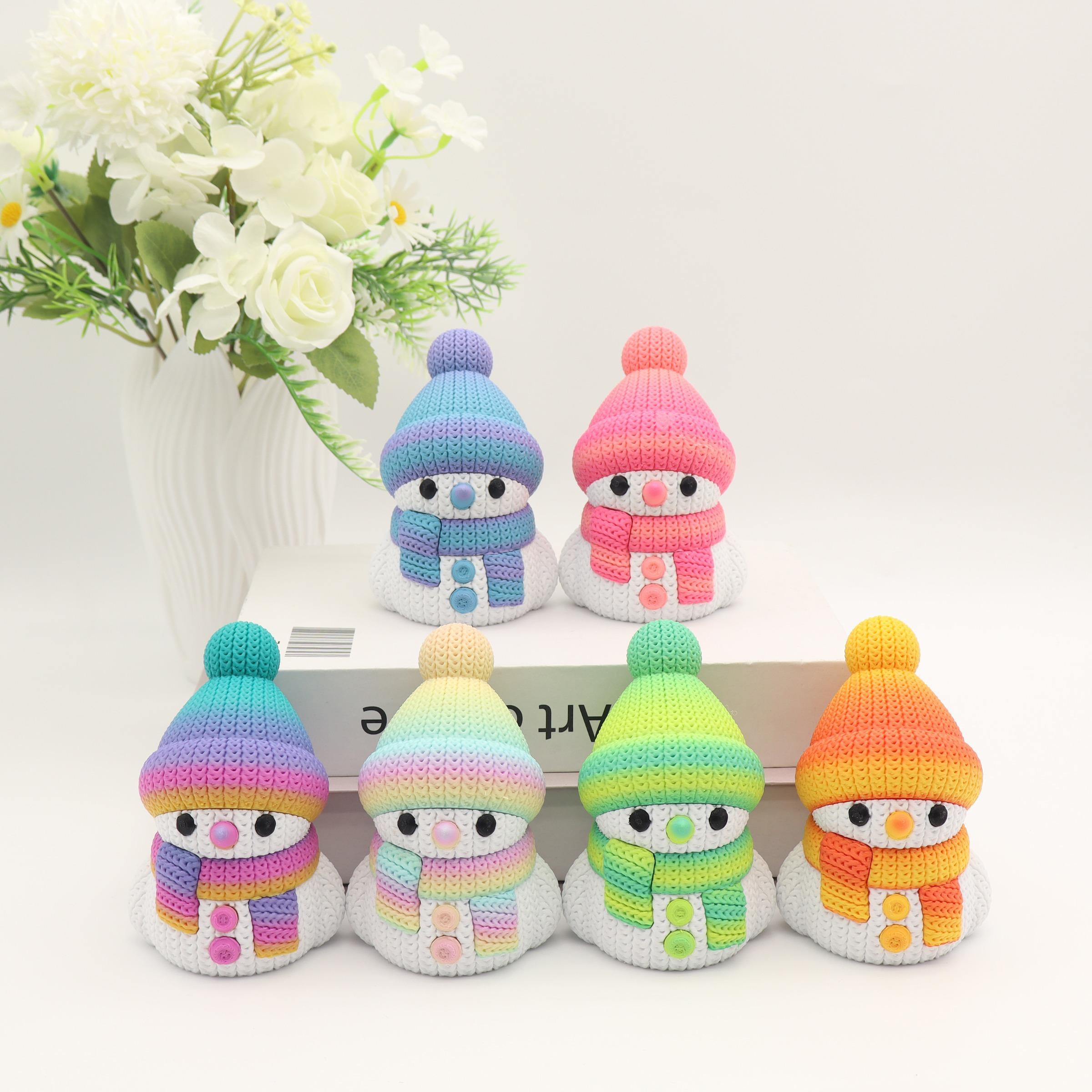 3D Printed Snowman Set, Home Decor Desktop Ornament, Halloween Christmas Gift, Suitable for Any Occasion, 1pc/6pcs, Desktop Statue