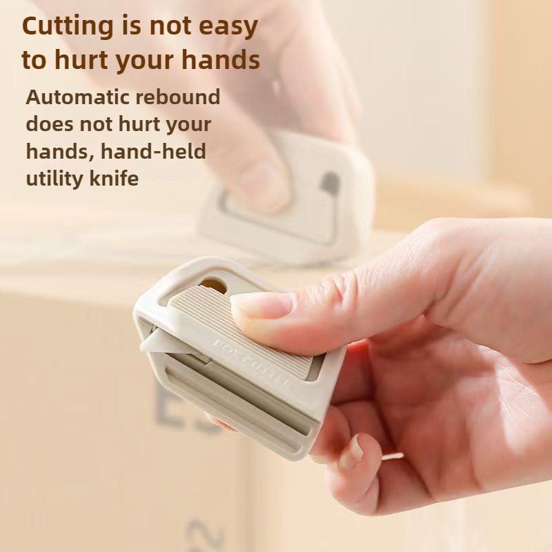 2pcs Automatic Retractable Box Cutter, Cardboard Cutter, Ergonomic Non-Slip Grip, Sharp Blades, Heavy-Duty Manual Tool, Portable, Office, Home Use