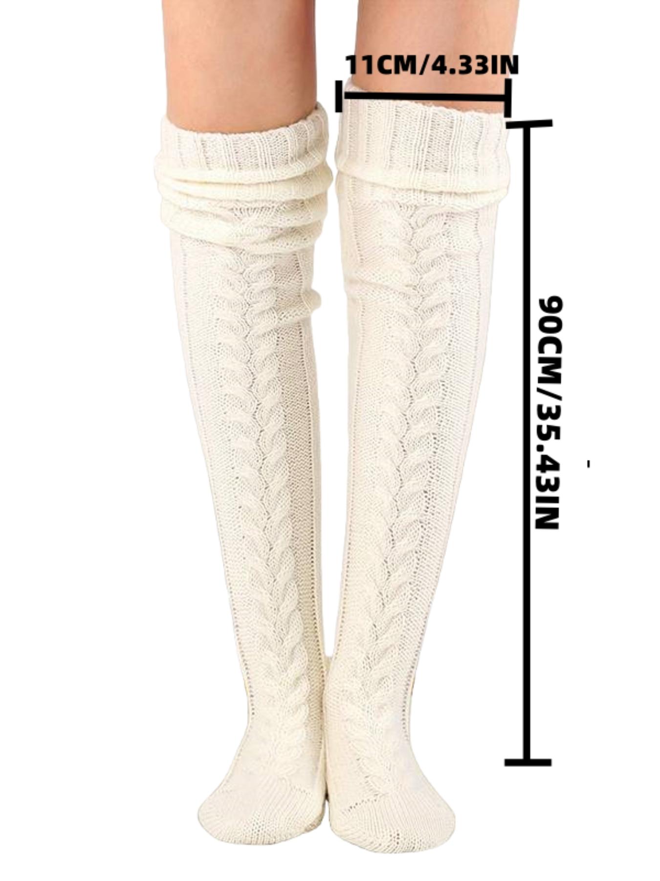 Thick Knit Warm Leggings Over-The-Knee Socks, Fall Winter Casual Fashion, Hand Wash Only, Elastic, Polyester Elastane Blend, Christmas Gift Idea
