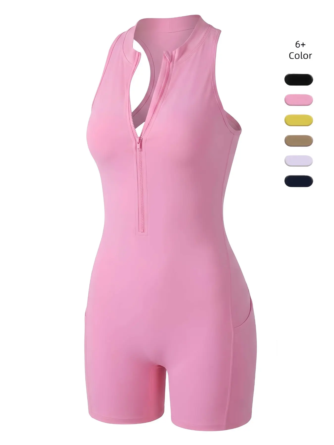New Sleeveless Yoga, Back Cutout Design, Tight Fit with Detachable Pads, Peach Butt Workout Jumpsuit, Pocketed, Sexy Backless
