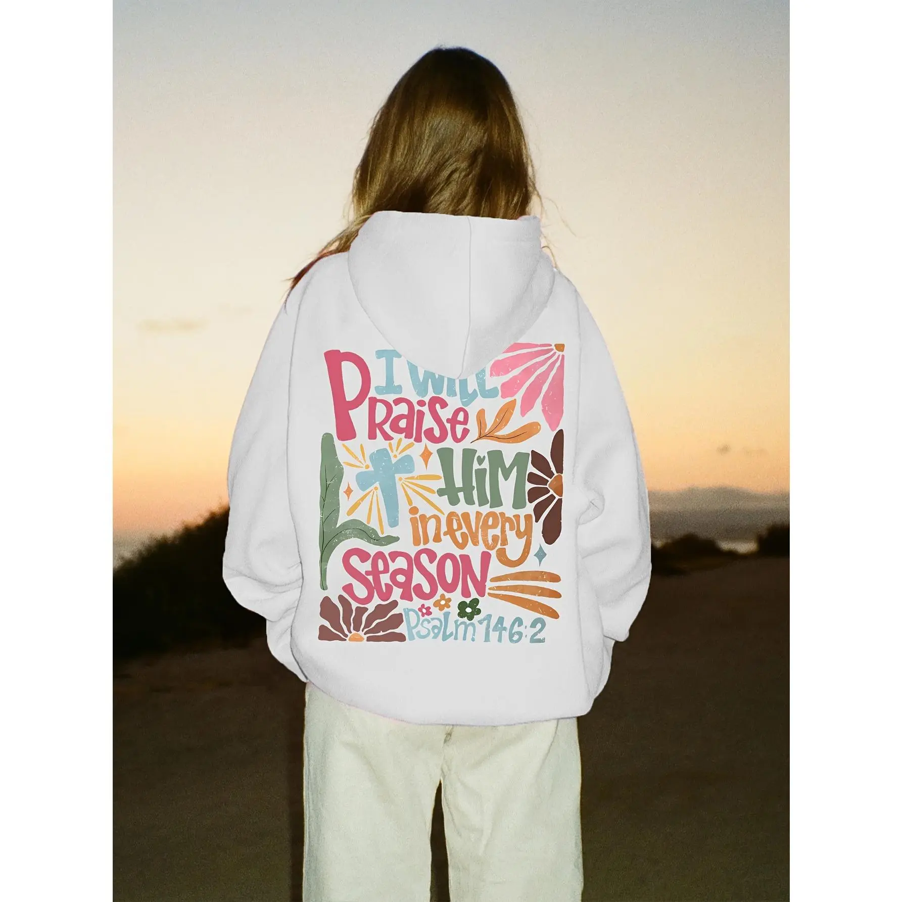 Womens Hoodie Featuring The Phrase I Praise Him a Cozy Pullover for The Fall and Winter Seasons Adorned with a Religious Design Suitable for Casual Wear and Machine Washable