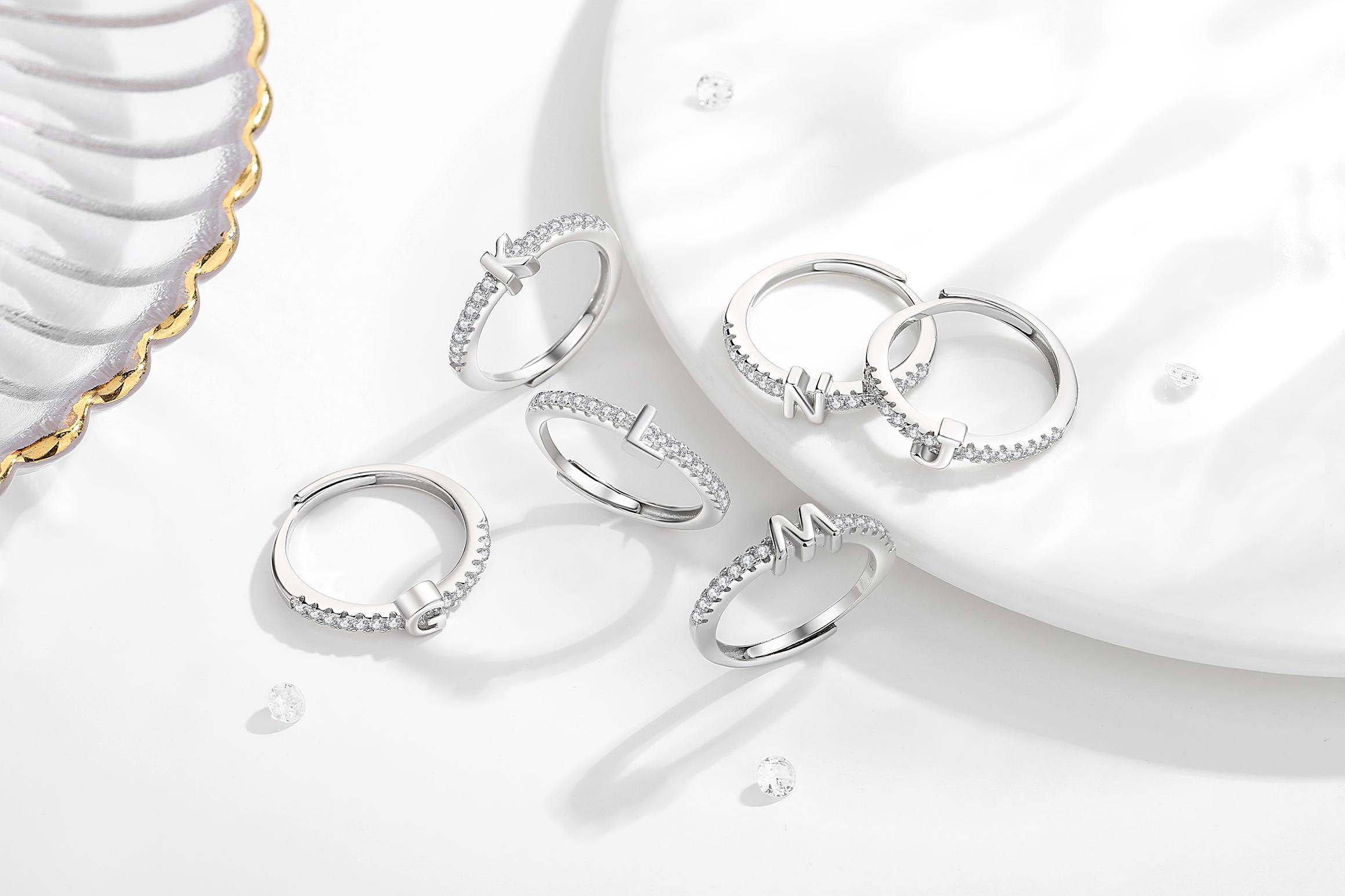 26 Initial Rings for Women & Girls, Letter A - Z Shiny Adjustable Open Rings, Personalized Name Ring Gifts For Birthday and Valentines 26 Initial Rings for Women & Girls, Letter A - Z Shiny Adjustable Open Rings, Personalized Name Ring Gifts For Birthday and Valentines