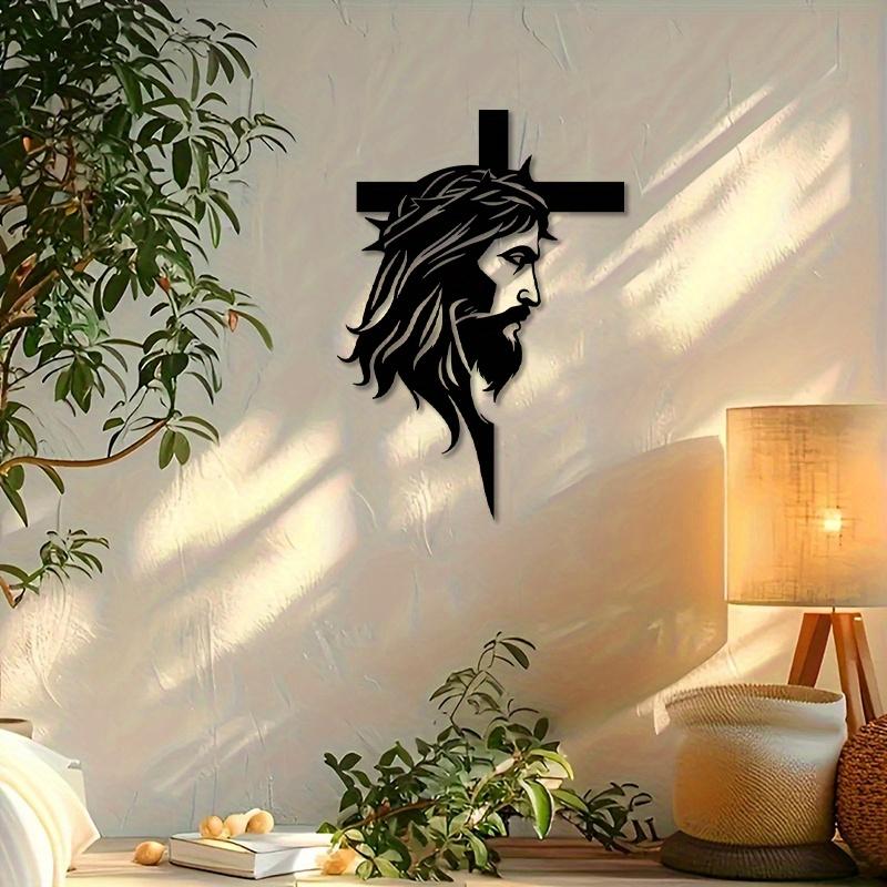Jesus Cross Wall Decor, Metal Christian Religious Decoration, Simple Design for Home, Church, Office, Christmas, Easter, Thanksgiving