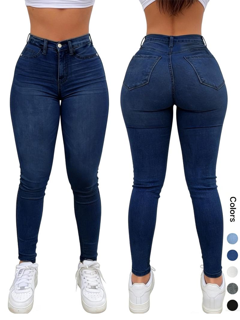 Women's High Waist Denim Jeans, Casual Comfy Denim Jeans for Daily Wear, Ladies Bottoms for All Seasons, T-Chic