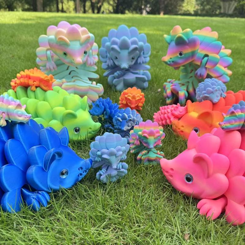 3D Printed Hedgehog Figurine Set, 3-Piece Design, Ideal for Collectors & Decorations, Vibrant Colors, Perfect Gift for Animal Lovers