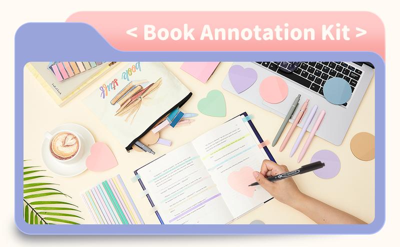 Christmas Gifts Bible Study Supplies 45Pack Aesthetic Annotation Kit with Pencil Case Black Gel Pens Highlighters Transparent Sticky Notes Index Tab School Stationery Set for College Teenagers Student Teacher Girly Daughter Women