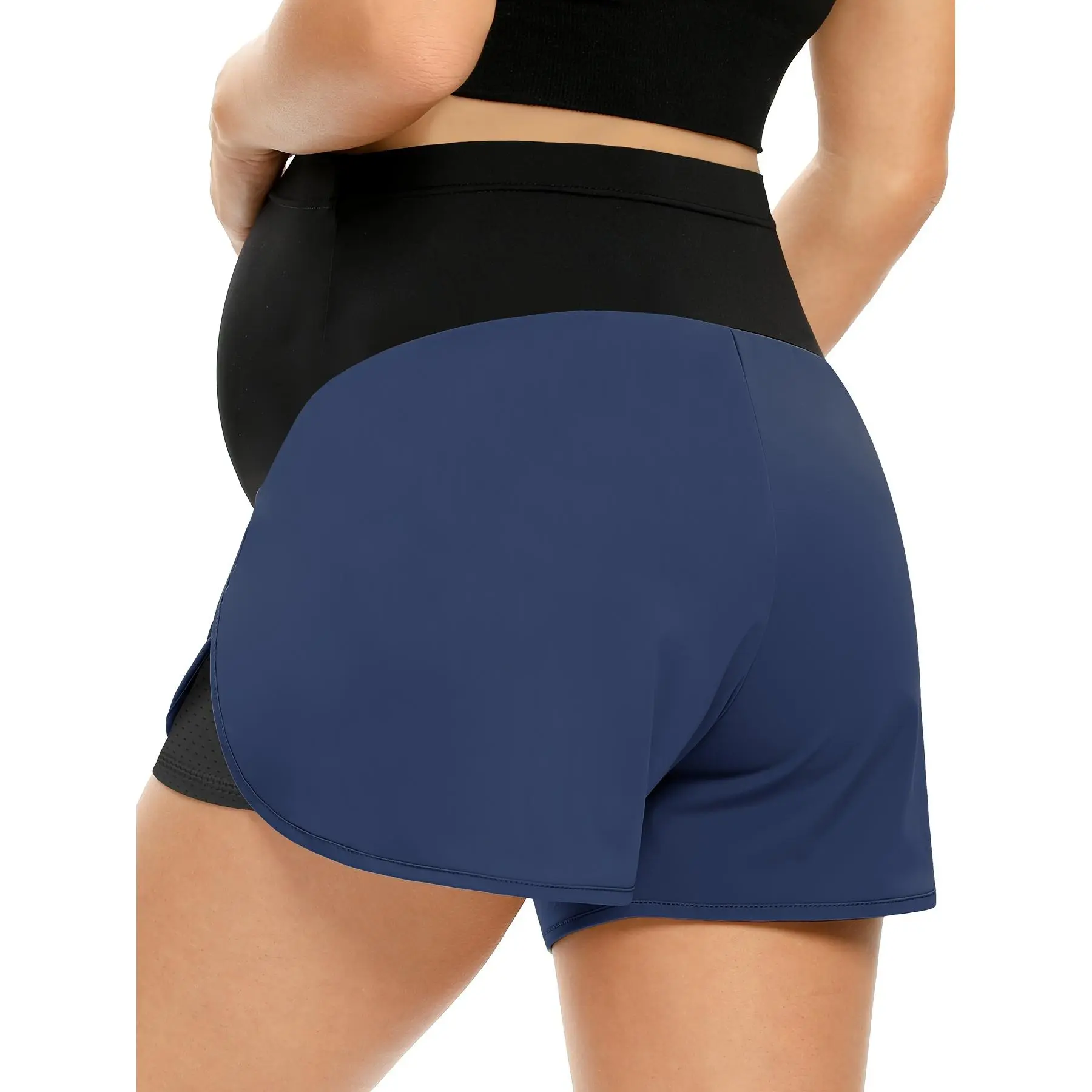 Women'S Maternity Workout Shorts Over Belly Buttery Soft Athletic Yoga Running Shorts with Pocket