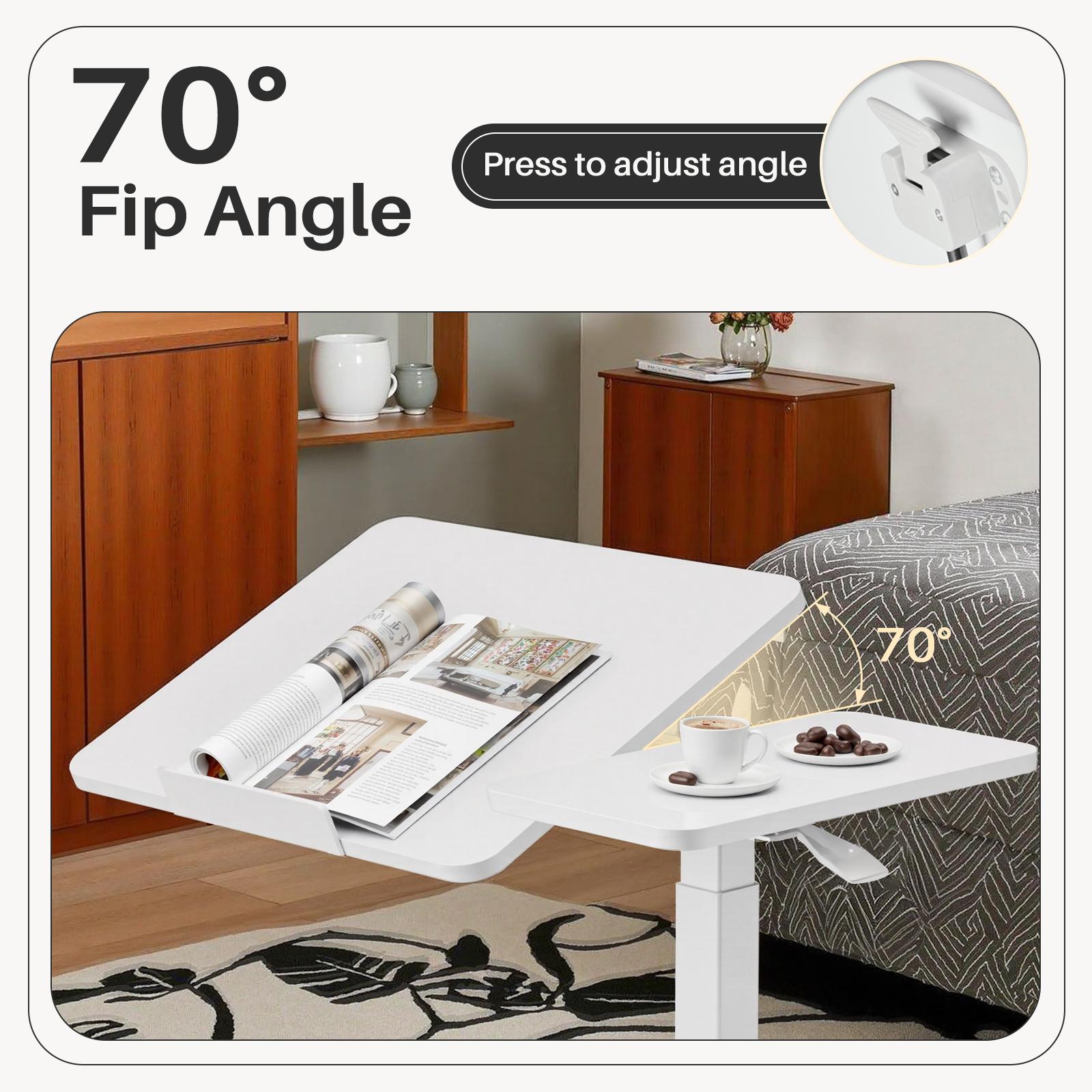 Indoor Furniture Table & Desks Overbed Bedside Table with Wheels, Adjustable Medical & Home Swivel Ergonomic Modern Nightstand Pedestal Tabletop Mode