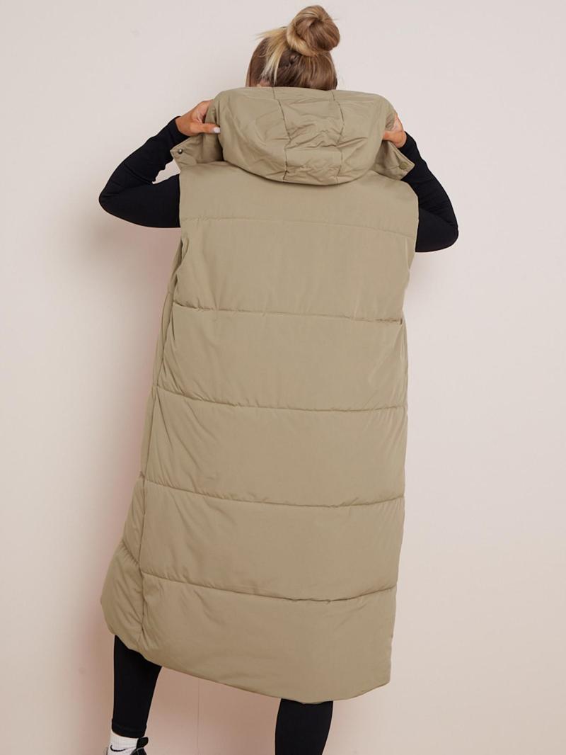 Versatile Plain Hooded Zip-Up Side Pocket Cotton Vest