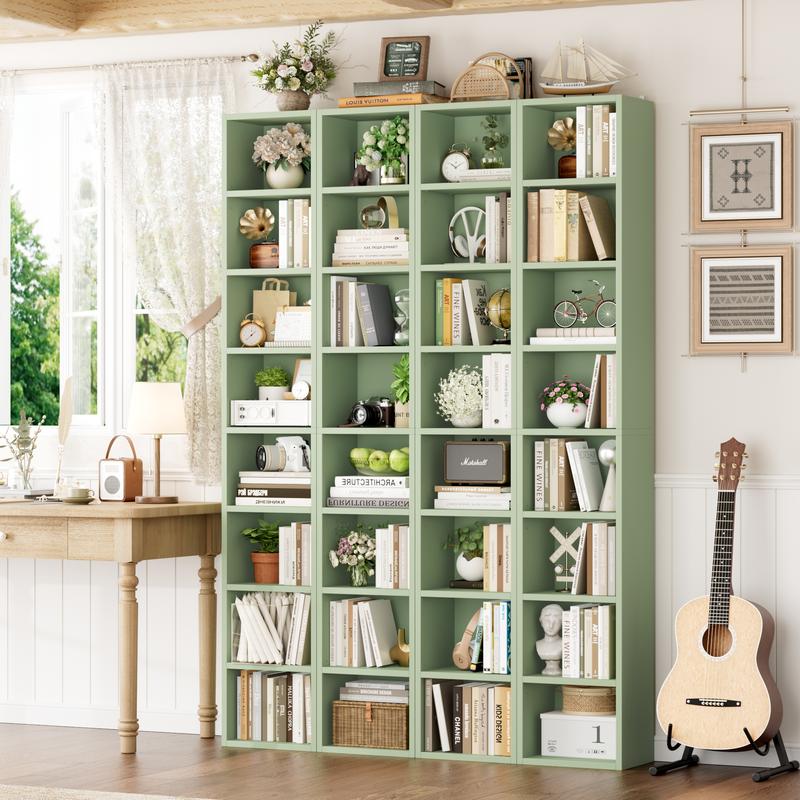 FOTOSOK 2 Pcs 71'' Tall Narrow Bookshelf, 8-Tier Media Tower Rack Set of 2, CD DVD Storage Cabinet with Adjustable Shelves, Tall Narrow Bookcase Skinny Display Bookshelf Slim Shelf