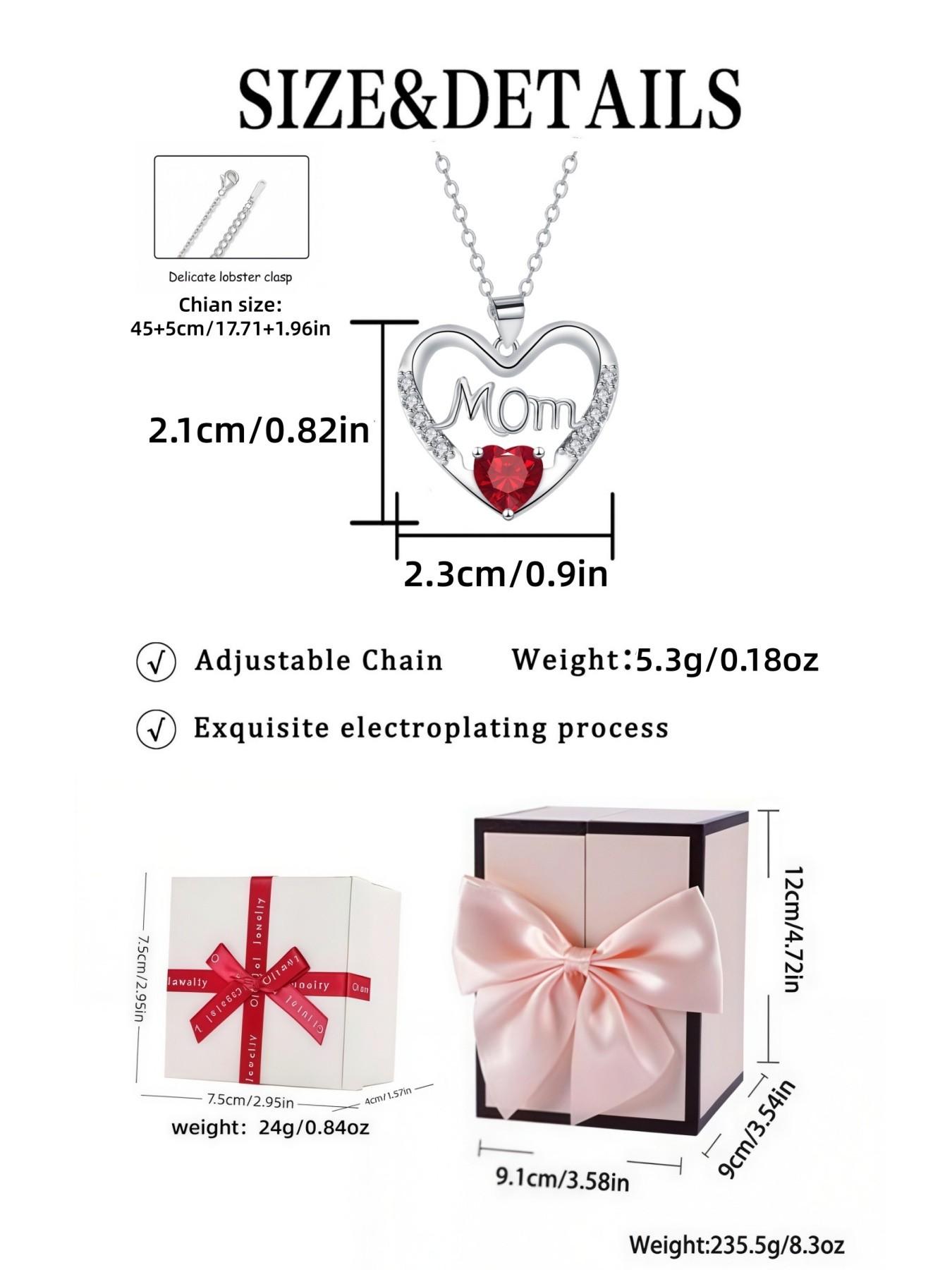 Heartprint Motherly Love Original MOM luxury premium heart-shaped gem necklace.Paired with a preserved rose & teddy bear jewelry gift box.Perfect mysterious gift for festivals, birthdays, Valentine's Day, Mother's Day and Christmas.