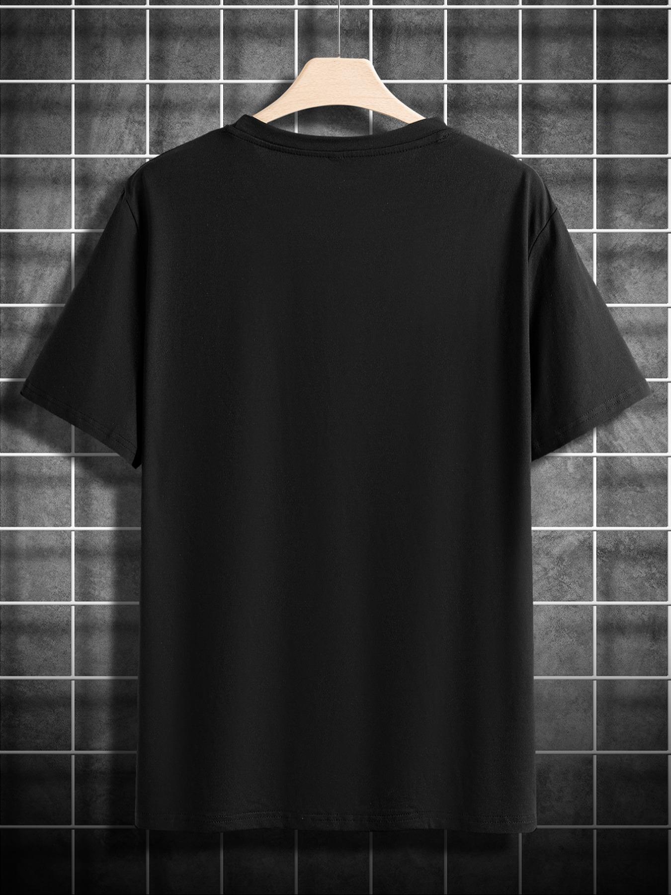 Men's Bird Print Round Neck Tee, Casual Regular Fit Short Sleeve Crew Neck T-Shirt for Summer, Fashion Men's Top for Daily Wear