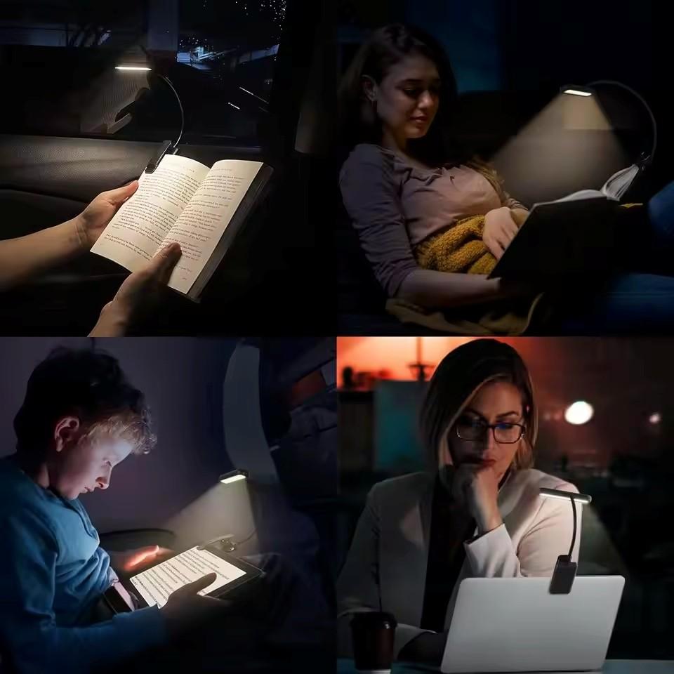 Modern LED Book Light, Mini Creative Clip-On Lamp, Adjustable Metal Hose, Portable Nightlight for Bedroom Study Room