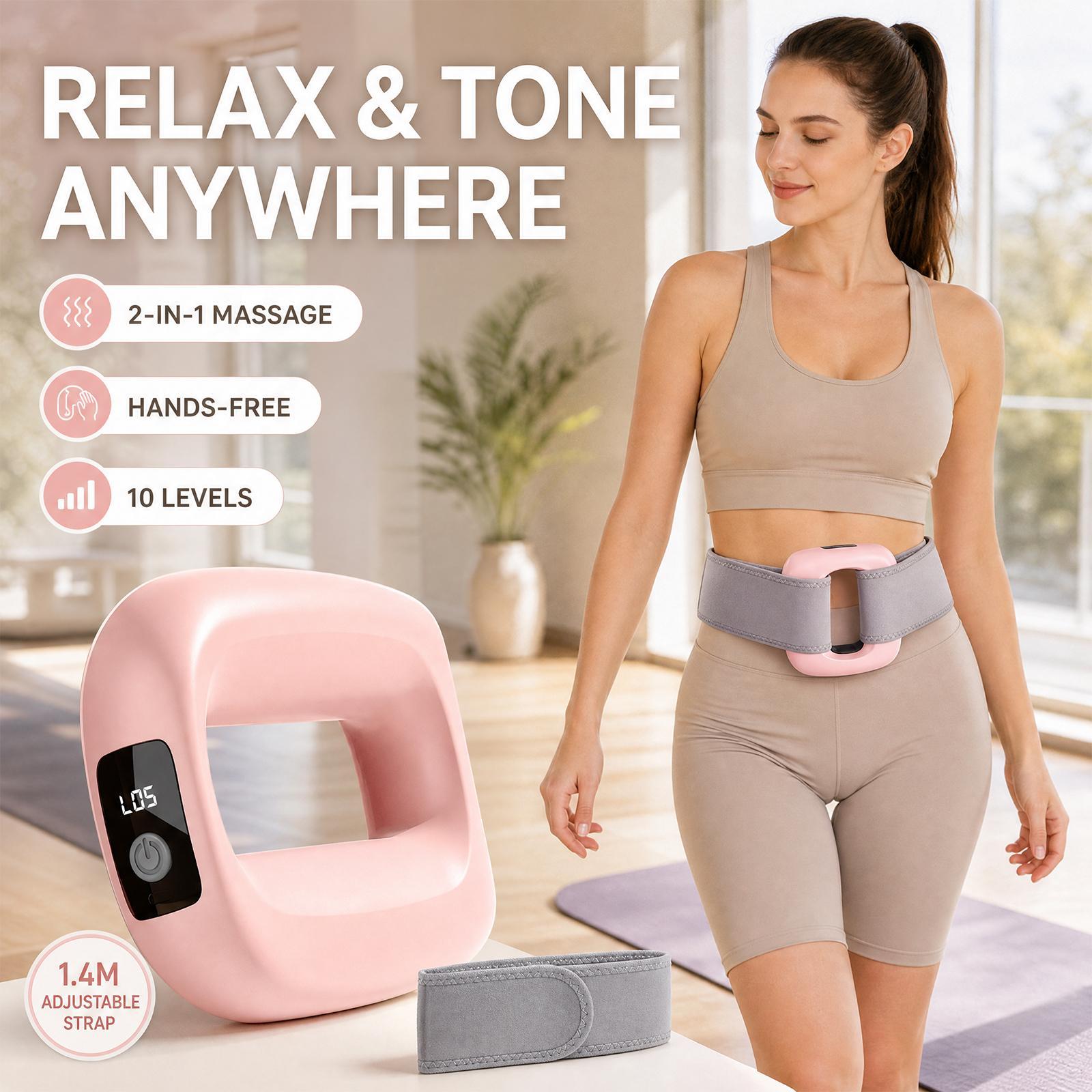 Wireless Ring Massager - Handheld, Belt-Mountable Deep Tissue Percussive Device with 10 Speed Settings, Deep Vibration, Type-C Charge for Muscle Relief, Portable Fitness Relax Tool, Ideal Holiday Gift