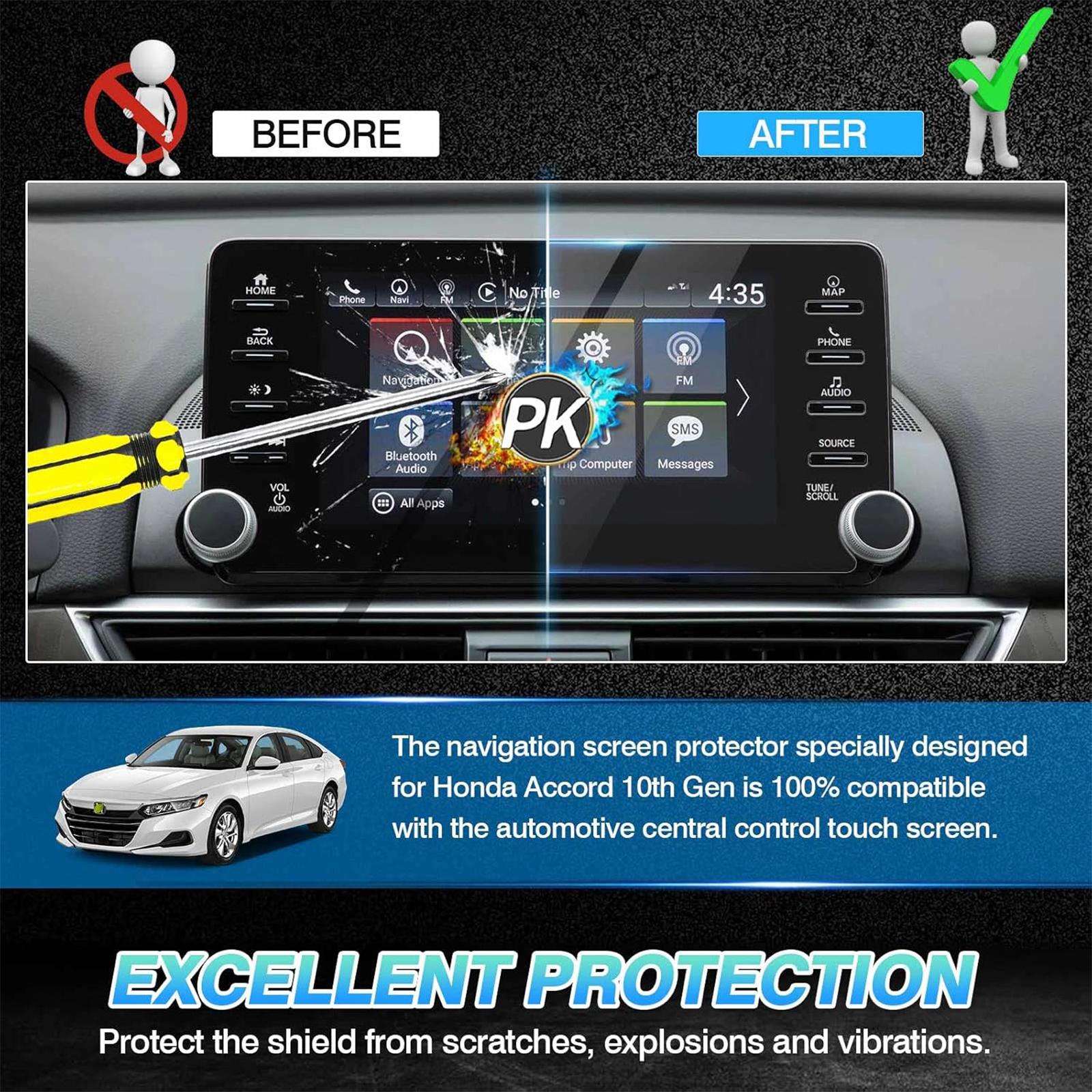 Canvcle Custom Fit for Screen Protector 2018-2021 Honda Accord Sport EX-L Touring Tempered Glass 9H Navigation Touchscreen Protective Film (8-Inch) Smooth Cover Protection