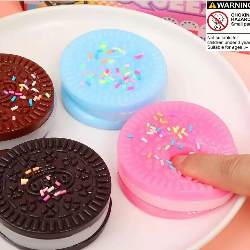 3-Pack Colorful Cookie Squishy Toys, Soft Handmade Stress Relief, Perfect for Office, Holidays, Birthdays, Desk Decor