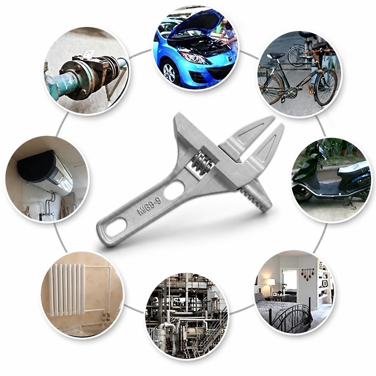 Adjustable Open-End Pipe Wrench, Multifunction Aluminum Repair Tool, Short Handle Ergonomic Anti-Slip Universal Wrench, Bathroom Pipe Nut Fastening, Car Radiator Repair & Pipe Installation Kit, Portable Multi-Size Home Wrench
