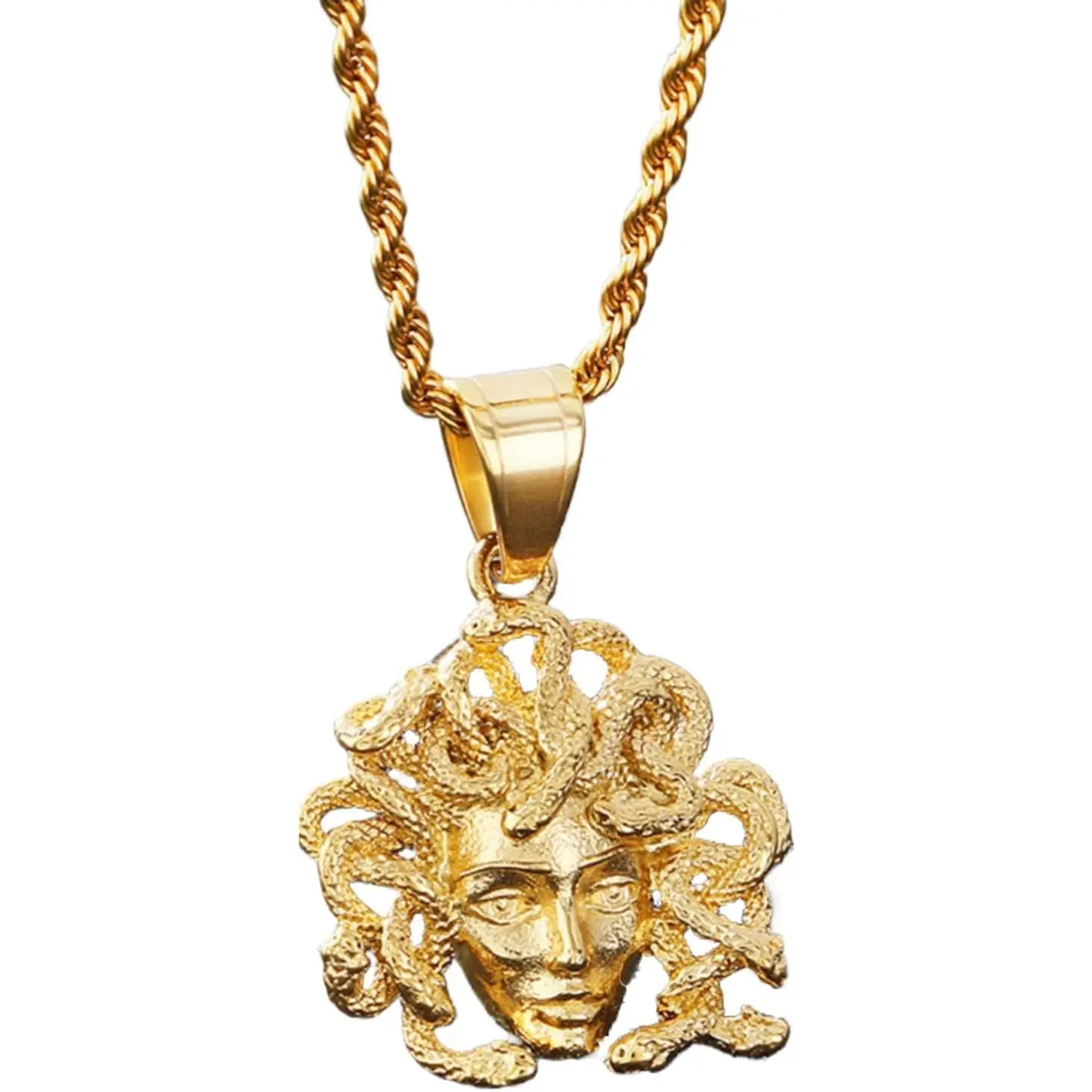 Mythology Medusa Pendant Necklace / Titanium Steel  Hop Chain for Men & Women,  Statement