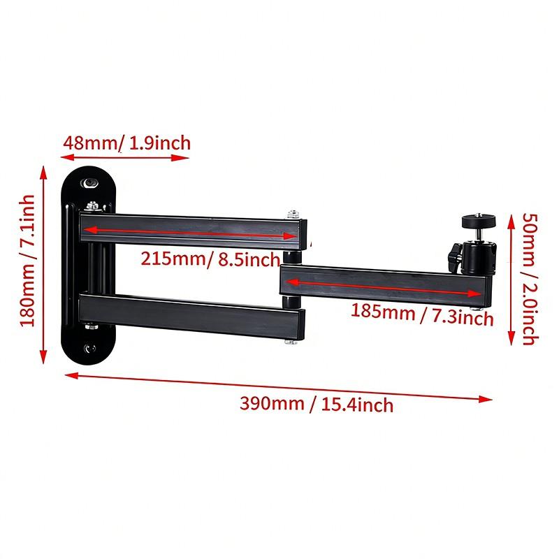 360° Adjustable Projector Wall Mount Folding Extendable Stand, TV Vcr Home Theater Bracket, Durable Iron Structure, Easy Installation