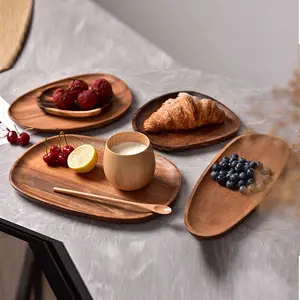 1pcHandcrafted Acacia Mangium Tray | Food-Safe Wooden Platter for Coffee Table, Snacks & Cake Serving | America Must-Have