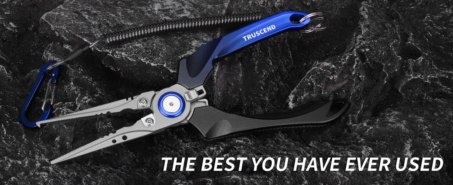 TRUSCEND Lockable Fishing Pliers with High Tungsten Cutter, Innovative Ergonomic Handy Handle, Saltwater Corrosion Resistant Teflon Coated Fishing Tool, Super Light Multi-Function Fishing Gifts tiktokshopspringglowup