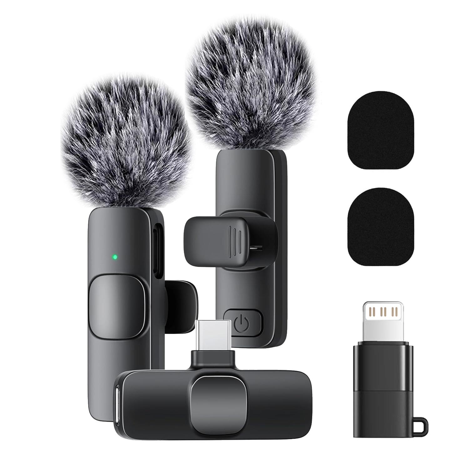 Wireless Mini Lavalier Microphone for iPhone, iPad & Android, Intelligent Noise-Cancelling Plug & Play Lapel Mic for Lightning, USB-Rechargeable Microphone for Short-Video Platforms, Video Recording, Vlogs & Live Streaming, USB Rechargeable Mic