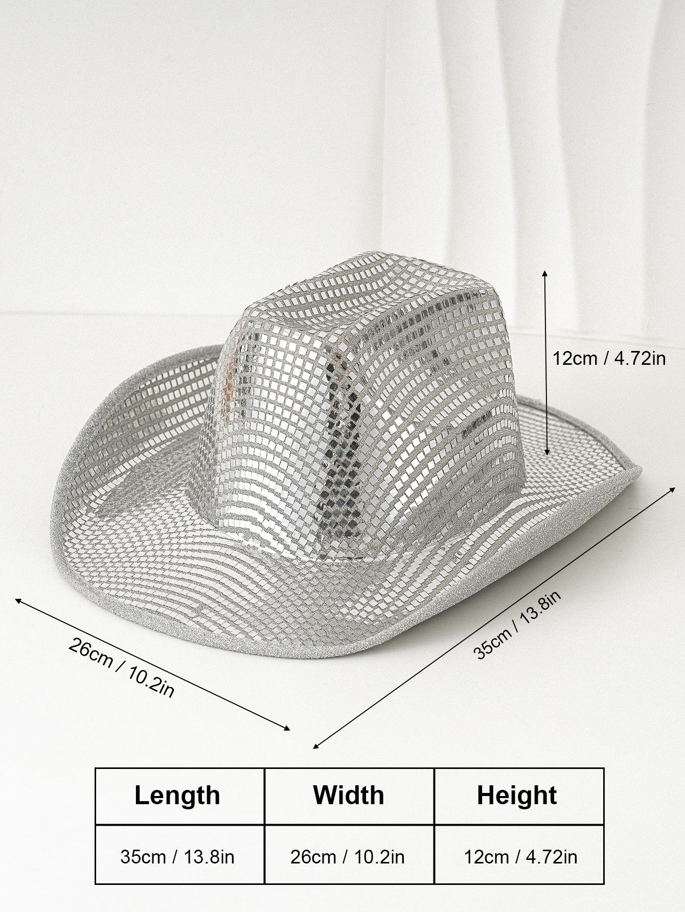 Female unisex western cowboy hat, silver sequined jazz hat, stage music hat punk styleSpeedy Smarts Stylish Hat