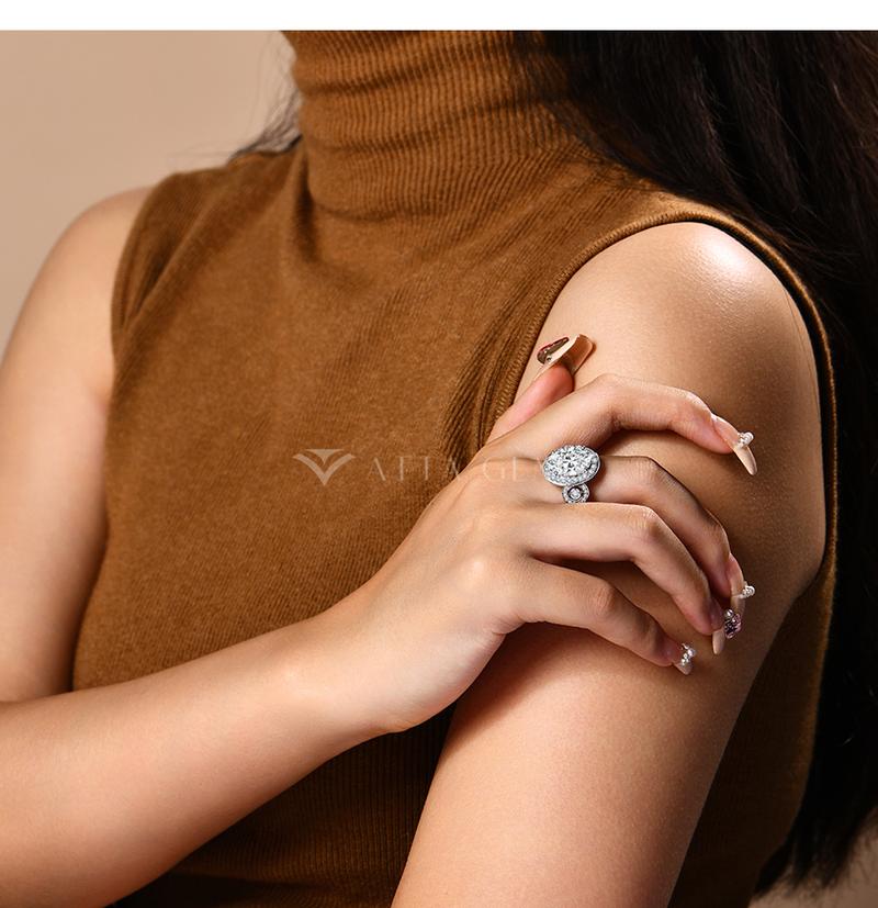 8CT Oval Shape Special Design With halo Synthetic Moissanite Ring for Women Anniversary Engagement  Wedding Fine Promise Jewelry R183