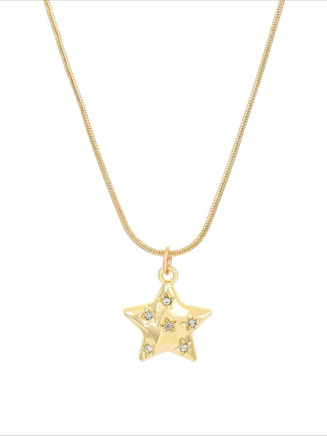 Fashionable and Trendy Star Pendant, Snake Bone Chain Necklace, Women's Necklace, Simple and Casual, Versatile, Daily Party Necklace
