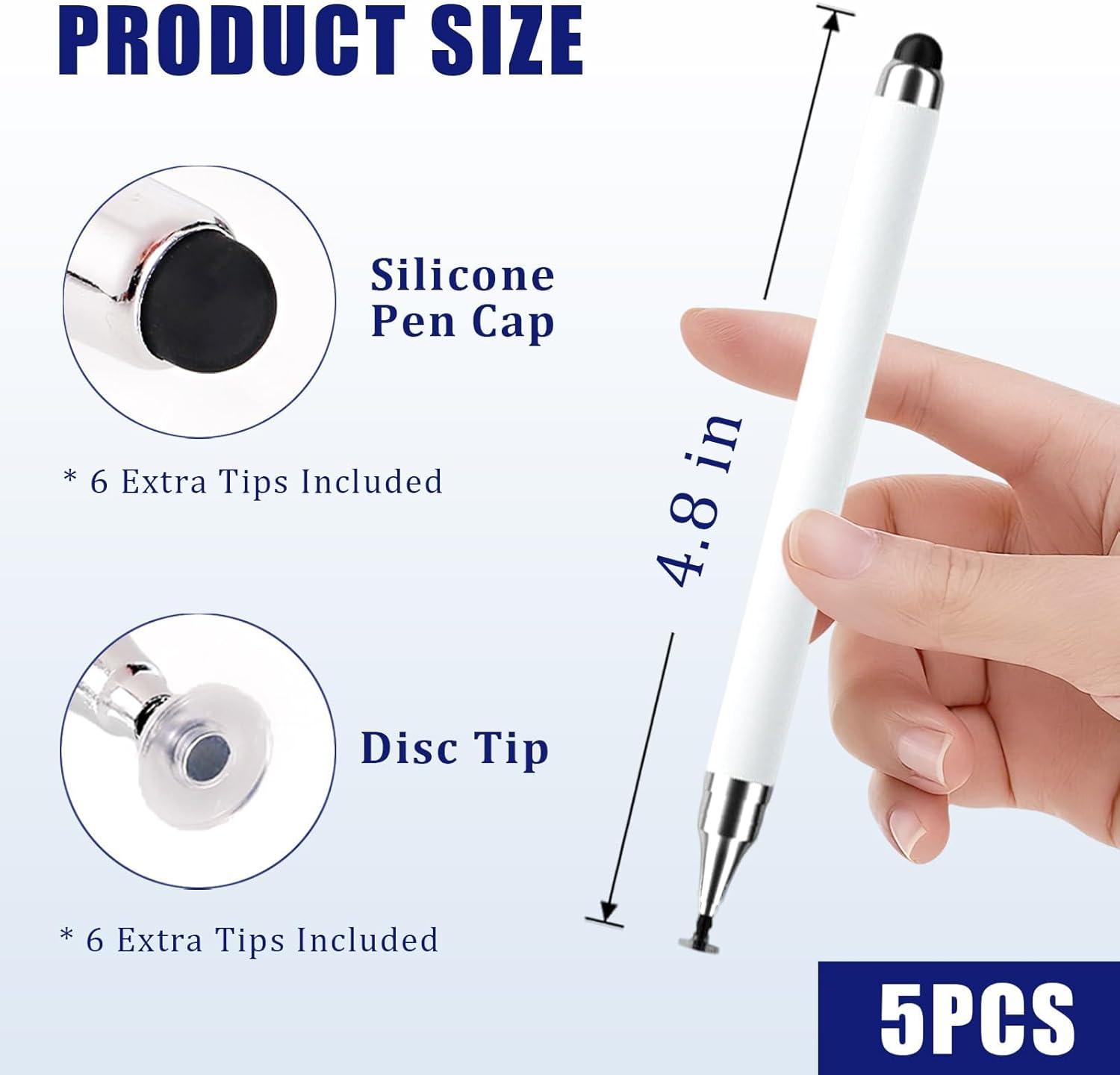 3-Pack Smooth Universal Stylus Pen Accessories for All Touchscreen Devices, 2-in-1 Precision Disc Tip Stylus Compatible with Android, iOS, Tablet, Smartphone – Perfect for Writing, Drawing