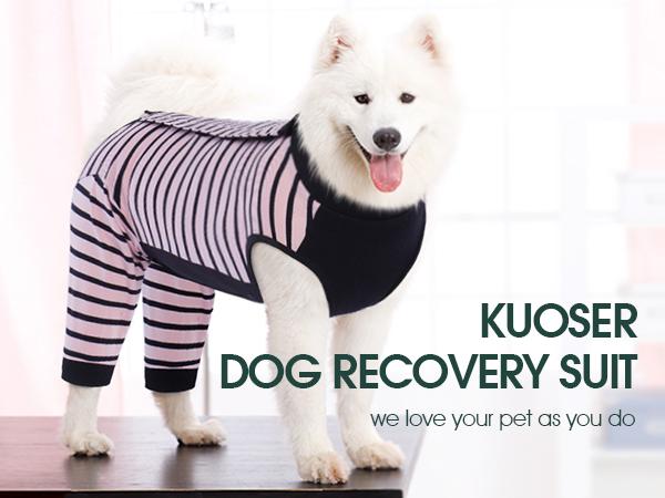 Kuoser Dog Recovery Suit, Anti Licking Dog Rear Leg Sleeve, Abdominal Dog Surgical Suit with Pants Cover Protect Wounds, Dog Elbow Protector Soft Dog Surgery Onesie Cone Alternative, Fuddle wuddle patch puppy